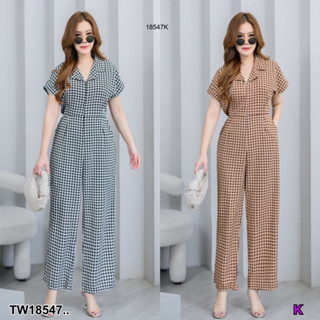 TW18547 Jumpsuit #สาวอวบ จั้มสูทไหล่