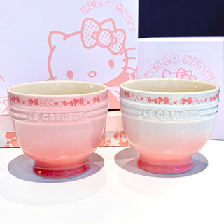 French LC cool color co-branded kitty breakfast cup, fat tall cup, ceramic belly cup, bow cup, pink cup