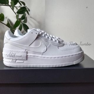 รองเท้า NIKE AIR FORCE 1 SHADOW Triple White 🐮🌵🔔 สินค้าพร้อมกล่อง รองเท้าสีขาวล้วน