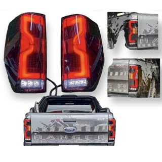 ไฟท้าย Ranger 2012 2015 2018 2020 led สีสโมค ลายเลข3 V.2  T6 MC WILDTRAK PAPTOR