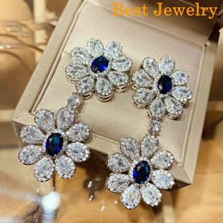 Best Jewelry ต่างหูระย้าเพชรเกรดพรีเมี่ยม ประกายไฟเทียเท่าเพชรแท้ เครื่องประดับออกงาน เกรดสวย สร้อยเพชร รับ dropship