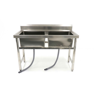 Stainless Steel Double Bowl Sink ซิงค์สแตนเลส 2 หลุม 60x120x80cm เกรด 304 RT05237-304