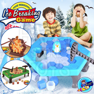 icebreaker โต๊ะเกมส์ทุบน้ำแข็ง เเพนกวินทุบน้ำเเข็ง ไดโนเสาร์ทุบน้ำเเข็ง เดสก์ท็อปเคาะน้ำแข็งบล็อกก้อนใหญ่ โต๊ะขนาดกว้าง 21.5 ซม. กับดักเพนกวิน
