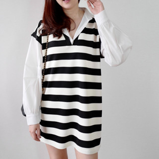 So stripe dress 590.- เดรสแขนยาวปกเชิ้ต เีไซน์คือเกาหลีเบอร์ 10 ไปโลย ผ้า cotton ใส่สบาย ตัวเดียวสวยจบ ใส่เที่ยวปัง