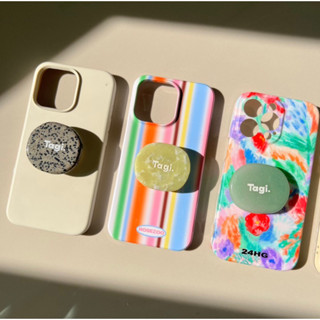 (พร้อมส่ง) Tagi. Natural Stone “Pebble Paint” phone holder / tagi griptok *สินค้าทุกชิ้นลายไม่เหมือนกัน