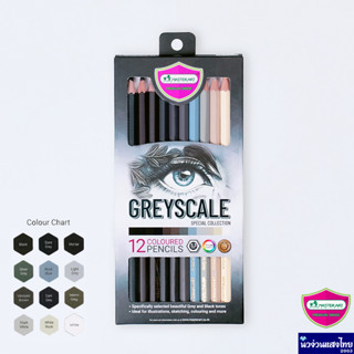 MASTERART ดินสอสีไม้ สีไม้มาสเตอร์อาร์ต เกย์สเกล รุ่น Greyscale Set 12สี ใหม่ล่าสุด!!