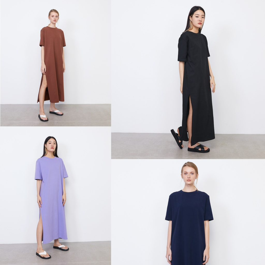 picht Lake Dress - เดรสแขนสั้น ผ่าข้าง ผ้า Cotton suede (LuxeLounge Collection)