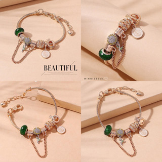 A02 สร้อยข้อมือ BEAUTIFUL สีเขียว เหนียวทรัพย์ ไม่ลอก ไม่ดำ สายปรับได้ จัดส่งทุกวัน