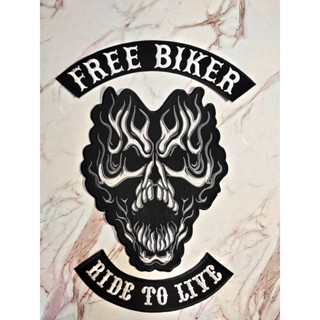 ตัวรีดติดเสื้อขนาดใหญ่ Set Free Biker (1set/3pcs) ตกแต่งเสื้อผ้า แจ๊คเก็ตยีนส์ Hipster Embroidered Iron On Sew on