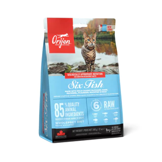 ORIJEN Six Fish Cat 340 กรัม โอริเจน ซิกซ์ ฟิช สำหรับแมวทุกช่วงวัย ทุกสายพันธุ์