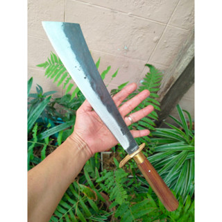 มีดแรมโบ้ (Rambo) มีดอีตัด มีดคัตติ้ง(Cutting knife) มีดเดินป่า มีดแคมป์ 12.7” S50C ผิวไฟ ด้ามประดู่ คอ-การ์ดทองเหลือง