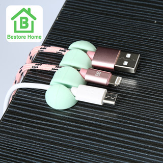 BestoreHome อุปกรณ์ยึดสายไฟสี่รู ตัวยึดสายเคเบิ้ล ที่ยึดสายUSB ที่ยึดสายหูฟัง กิ๊ฟตีสายไฟ ตัวยึดอเนกประสงค์