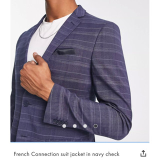 French Connection suit jacket in navy checkเสื้อสูท ผู้ชาย เฟรนช์ คอนเนคชั่น