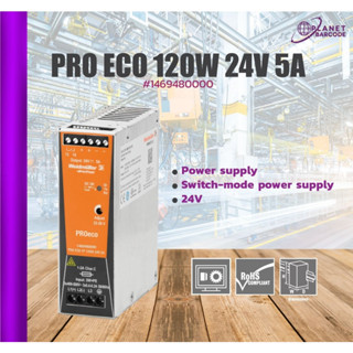 1469480000 Weidmuller PRO ECO DIN Rail Power Supply, 85 → 264V ac ac, dc Input, 24V dc dc Output, 5A Output, 120W