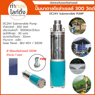 ปั๊มบาดาลโซล่าเซลล์ 300 วัตต์ DC24V Submersible PUMP