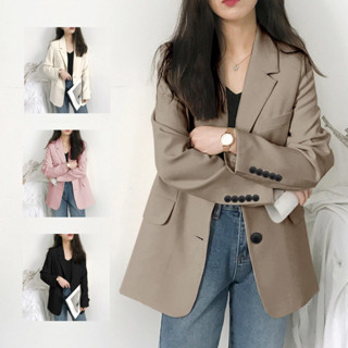 🔥ราคาถูกที่สุด🔥เสื้อสูทแฟชั่น สีพื้น 4 สี มีกระเป๋าหน้า