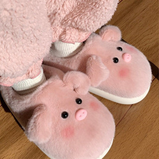 🌸 รองเท้า หมูชมพู Slipper สลิปเปอร์ขนนุ่ม