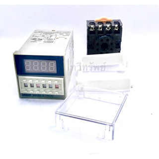 DH48S-S Timer Relay ตั้งทั้งเวลาสลับปิด-เปิด 0.01S-99H -50/60Hzไฟ12vdc,24vdc,220vac  พร้อมซ็อกเก็ต48*48*78mm