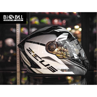 ZEUS ZS-813 AN37 METALLIC BLACK/WHITE