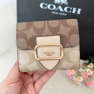 🎀 (สด-ผ่อน) กระเป๋าสตางค์ Coach CH387 Small Morgan Wallet In Colorblock Signature Canvas