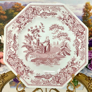 Spode Archive Sutherland Girl at Well Octagonal Plate จานแปดเหลี่ยม 9.5 นิ้ว