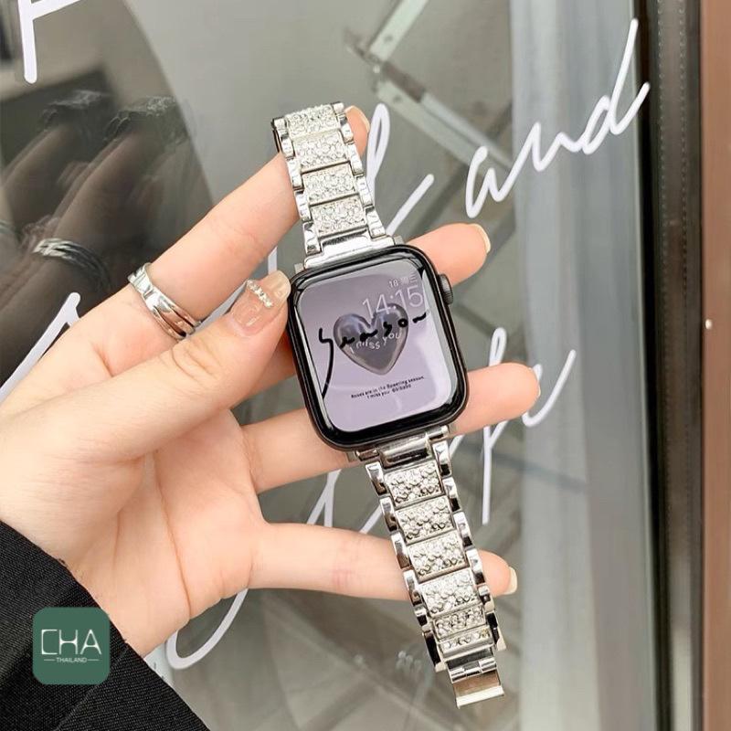 สายเหล็ก เเบบ เพชร มาใหม่ กับ Watch 8 ultra 7 6 5  Size 40/41mm 44/45/49mm สายนาฬิกา สาย iwatch SEA