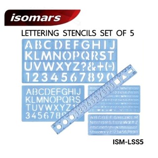 ISOMARS แผ่นเพลท ABC 5 ชิ้น Lettering Stencils set of 5 (ISM-LSS5) Template (คละสี)