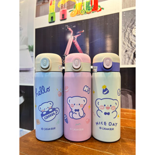 แก้วเก็บอุณหภูมิ กระบอกน้ำ 500ML. แก้วน้ำหัดดูดสำหรับเด็ก สแตนเลส 304 ลายการ์ตูน มีหลอดในตัว