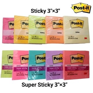 3M Post-it Notes โพสต์-อิท โน้ต 654 กระดาษโน๊ตมีกาว Super Sticky ขนาด 3"×3"  สีนีออน