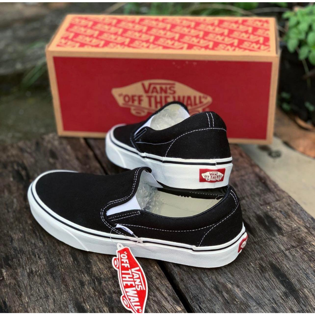 VANS Slip-On (Classic) Black ลายไฟ แท้100% พร้อมส่ง (สินค้ามีกล่อง)