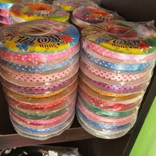 ริบบิ้นห่อเหรียญ ลายจุด คละสีแพค10ม้วน