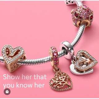 Pandora family tree dangle charm rosegold แท้100%