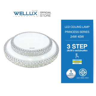 WELLUX โคมไฟเพดานติดลอย 3 แสง 24W 40W LED CEILING LAMP 3 STEP รุ่น PRINCESS SERIES