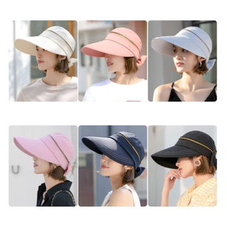 หมวกกันยูวี แคดดี้ปีกกว้าง ซิปทอง ใส่ครึ่งใบได้ UV Protection Hat ปรับรอบหมวกได้ ปีกกว้าง 13 CM