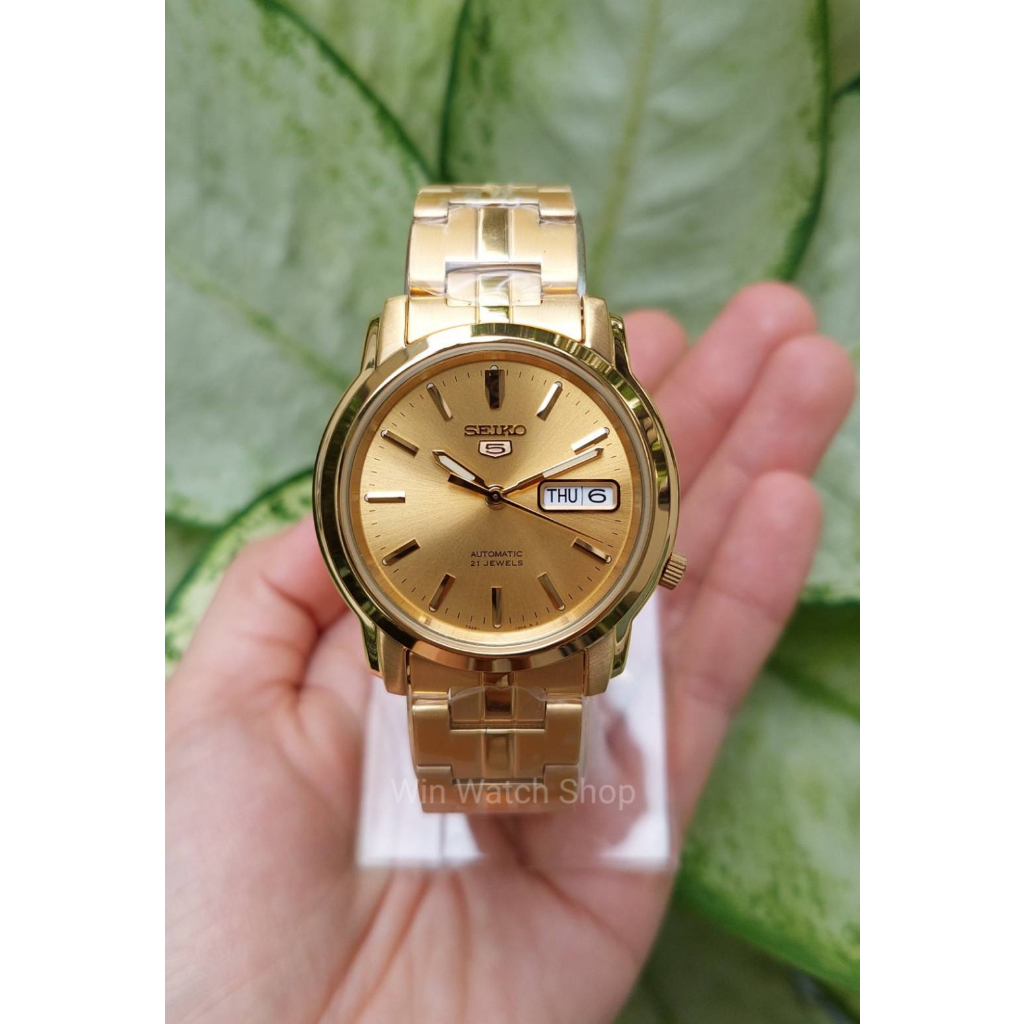 นาฬิกา SEIKO 5 Automatic รุ่น SNKK76K1 นาฬิกาข้อมือผู้ชาย สายแสตนเลสสีทอง - ของแท้ 100% ประกันสินค้า1 ปีเต็ม