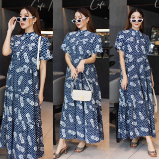 🌈🌿🌺🌸🌼💙💖🇰🇷 Floral CHN Collar Maxi Dress