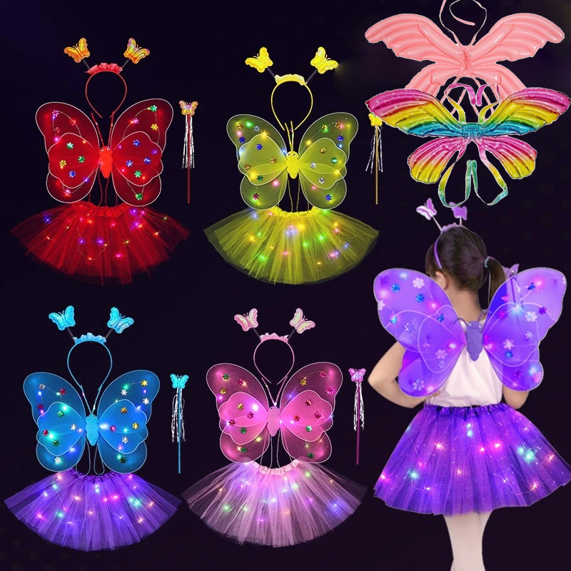 【พร้อมส่ง】กระโปรงtutu กระโปรงมีไฟ TUTU เด็ก ผู้ใหญ่ กระโปรงพิมพ์ดาว ปีกผีเสื้อเรืองแสง ที่คาดผ ลูกโป