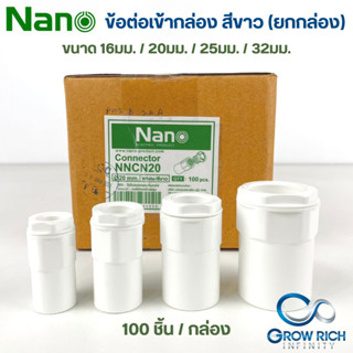 NANO ข้อต่อเข้ากล่อง คอนเนคเตอร์ 16มม. 20มม. 25มม. 32มม. คอนเน็คเตอร์เข้ากล่อง Connector สีขาว ยกกล่อง (100 ชิ้น/กล่อง)