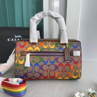 🍀🍀 หมอน Rowan Satchel In Rainbow Signature Canvas CA615