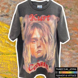 เสื้อยืดผ้าฟอก สีเทาดำ ลาย kurt