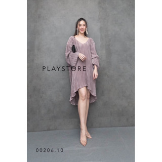 FaMiZO PLeAT DRESS•• เดรสพลีททรงหลวมๆโคร่งๆ เอาใจสาวทุกไซส์!!แพทเทิร์นเก๋ใส่ง่าย คอวีกว้าง ชายบานทรงA
