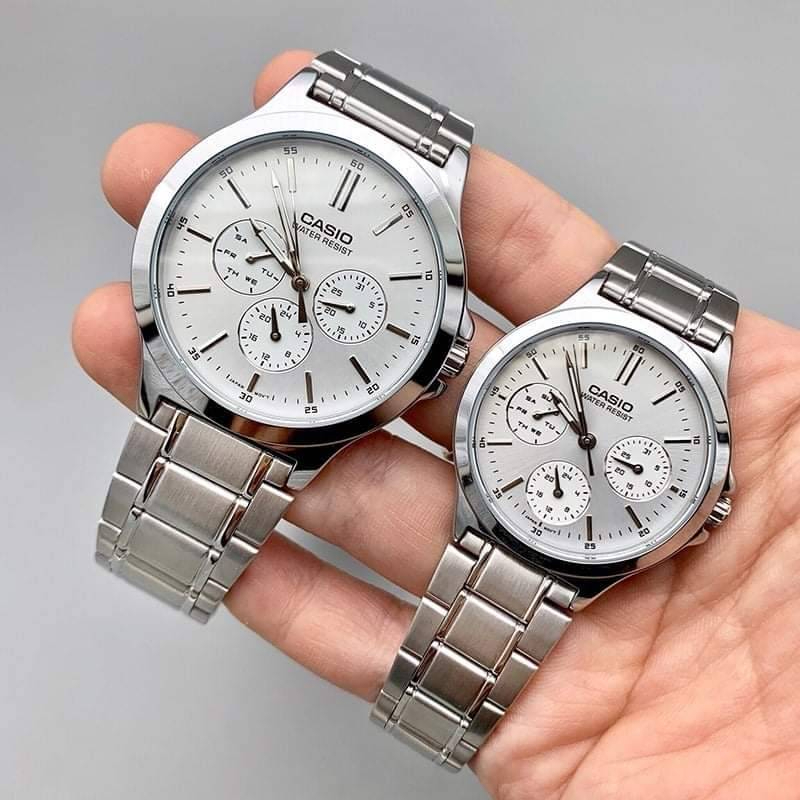 นาฬิกาข้อมือผู้ชาย สายแสตนเลส รุ่น MTP-V300D-7A หน้าปัดสีขาว - มั่นใจ ของแท้ 100% รับประกันศูนย์ CMG 1 ปีเต็ม