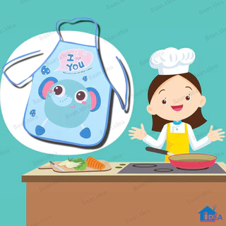 ผ้ากันเปื้อนเด็ก ผ้ากันเปื้อนพลาสติกบางลายการ์ตูน waterproof baby apron ผ้ากันเปื้อนเด็ก ผ้ากันเปื้อนลายการ์ตูน