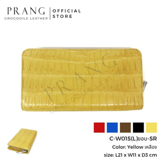 Prang Crocodile Leather Long Zipped Wallet กระเป๋าสตางค์ ซิปเดี่ยว หนังจระเข้ หนังท้อง C-W01S(L)ขอบ-SR