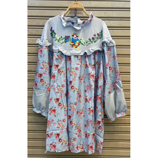 V💙🌸💙Vintage Blue Flora Dress💙🌸💙 ป้ายypy