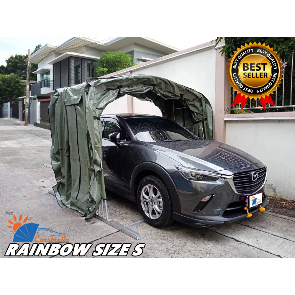 เต๊นท์จอดรถสำเร็จรูปพับเก็บได้ CARSBRELLA รุ่น RAINBOW SIZE S สำหรับรถที่มีขนาดเล็ก ป้องกันรังสี UV 