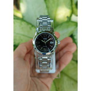 นาฬิกา Casio รุ่น LTP-1215A-1A ข้อมือ ผู้หญิงสายสแตนเลส หน้าปัดดำ- ของแท้ 100% ประกันศูนย์ CMG 1 ปีเต็ม