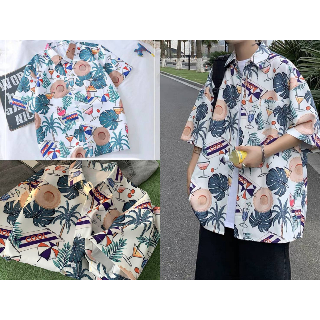 เสื้อฮาวาย hawaii เสื้อเชิ้ตพิมลายสวยๆ ผ้านิ่มใส่สบาย งานแฟชั่น ไอเท็มซัมเมอร์ สวยเซอร์มีสไตล์! มีสีให้เลือก5สี T-02