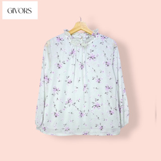 เสื้อ Givors ผ้าโพลีชีฟองอย่างดี  (ไซด์ -  M  อก 38 ยาว 23 นิ้ว) เสื้อทรงสวยน่ารักมาก สีหวานสวย ลายดอก มีซับ