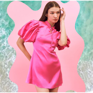 RICHIERICH By TandT - CASSIE Dress - TIE-BOW MANDARIN COLLAR PUFF SLEEVE MINI DRESS เดรสสั้นทรงบานคอจีนผูกโบว์ แขนพองรูด